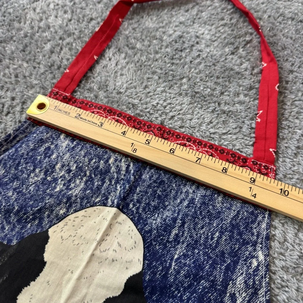Unbranded Unisex Cow Sunflower Apron OS Blue Red Bandana Print Farmhouse Style